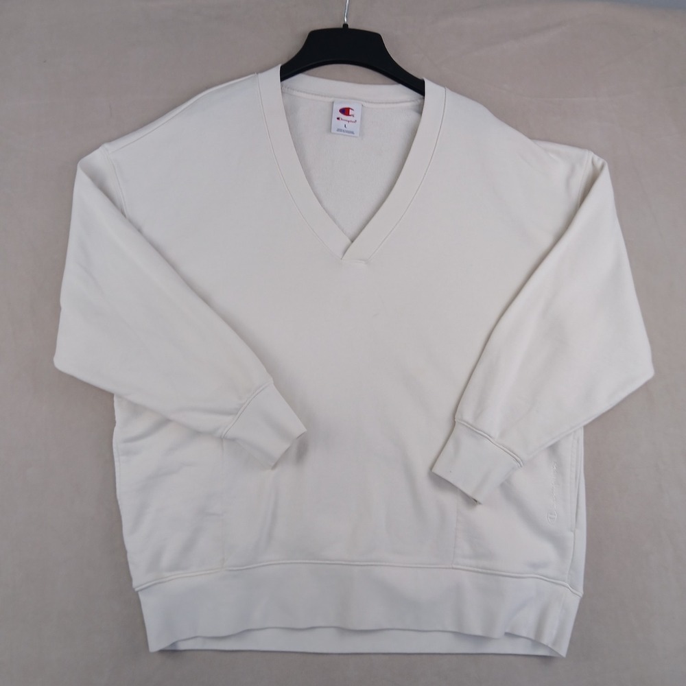 Vintage Champion Large Sweater V Neck Cardigan Fleece FLAWS 24x26
